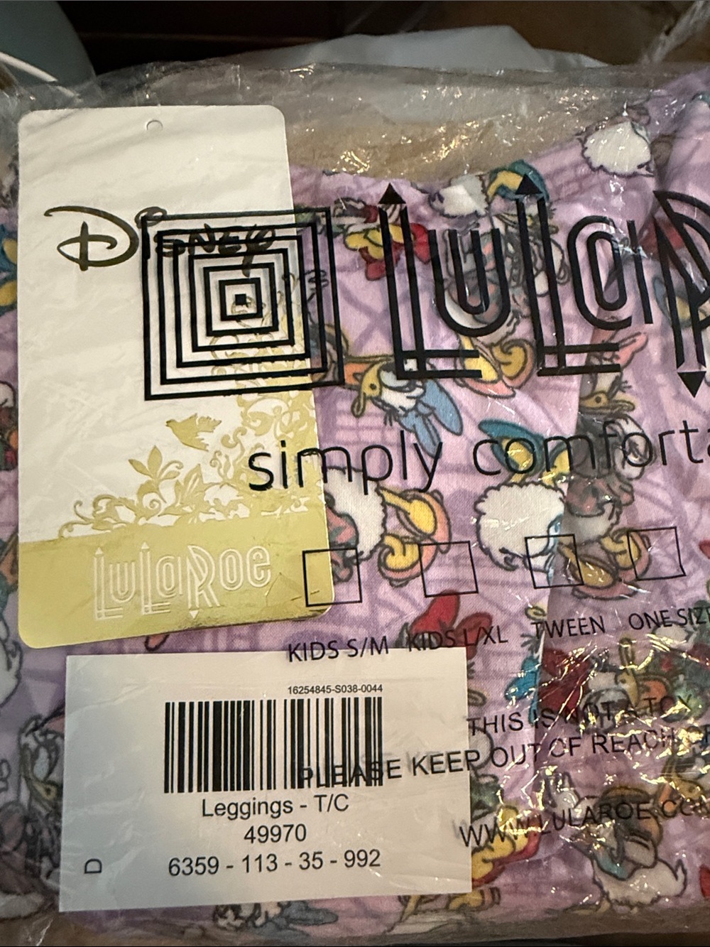 LuLaRoe Lavender Daisy Duck Print Leggings - Picture 2 of 5